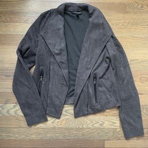 Banana Republic grey chevron blazer size small soft faux leather trim